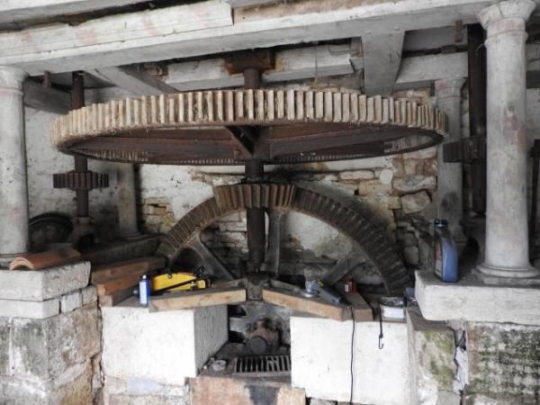 Inside the Moulin old mill wheel